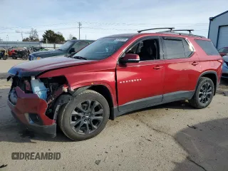 2020 Chevrolet Traverse RS with VIN 1GNEVJKW9LJ145638, listed as a Copart auction lot 87855135 with 82,802 mi miles and Salvage title. Bid and sale history available at DreamBid. Image 1.