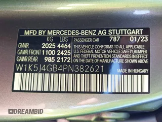 2023 Mercedes-Benz CLA 250 with VIN W1K5J4GB4PN382621, listed as a IAAI auction lot 41976006 with 37,176 mi miles and . Bid and sale history available at DreamBid. Image 9.