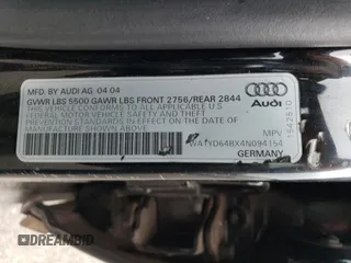2004 Audi allroad A6 V8 with VIN WA1YD64BX4N094154, listed as a Copart auction lot 73637534 with 182,534 mi miles and Salvage Title. Bid and sale history available at DreamBid. Image 13.
