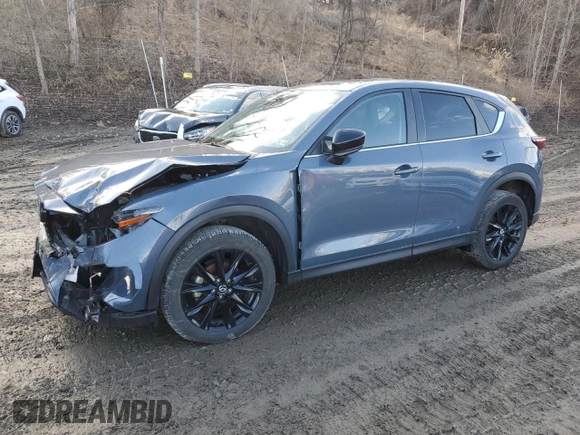 2023 Mazda CX-5 S Carbon Edition with VIN JM3KFBCM6P0223680, listed as a Copart auction lot 48128735 with 21,499 mi miles and Salvage Title. Bid and sale history available at carsss.com. Image 1.