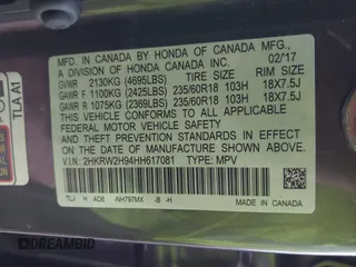 2017 Honda CR-V Touring with VIN 2HKRW2H94HH617081, listed as a IAAI auction lot 41294254 with 145,140 mi miles. Bid and sale history available at carsss.com. Image 9.