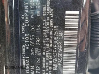 2015 Hyundai Genesis 5.0L with VIN KMHGN4JFXFU067518, listed as a Copart auction lot 75999994 with 0 mi miles and Non Repairable. Bid and sale history available at carsss.com. Image 13.