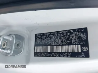 2013 Toyota Yaris L with VIN JTDJTUD31DD554542, listed as a IAAI auction lot 41795456 with 1 mi miles. Bid and sale history available at carsss.com. Image 9.
