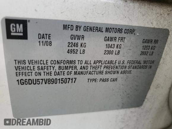 2009 Cadillac CTS RWD w/1SB with VIN 1G6DU57V890150717, listed as a Copart auction lot 70182064 with 196,989 mi miles and Salvage Title. Bid and sale history available at carsss.com. Image 15.