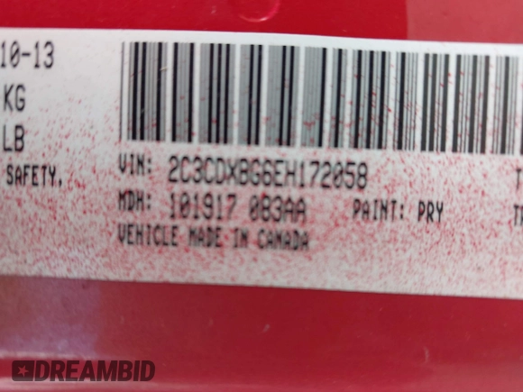 2014 Dodge Charger SE with VIN 2C3CDXBG6EH172058, listed as a IAAI auction lot 42227390 with 174,148 mi miles and . Bid and sale history available at carsss.com. Image 9.