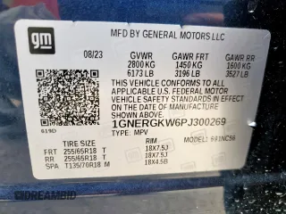2023 Chevrolet Traverse LT Cloth с VIN 1GNERGKW6PJ300269, выставлен на аукционе Copart как лот 57261675 с пробегом 39 052 миль миль и Списание • Salvage title. История ставок и продаж доступна на DreamBid. Изображение 13.