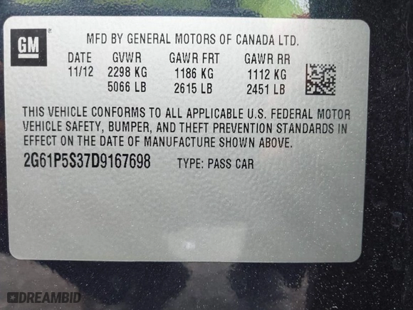 2013 Cadillac XTS Luxury with VIN 2G61P5S37D9167698, listed as a IAAI auction lot 41988234 with 71,103 mi miles. Bid and sale history available at carsss.com. Image 9.