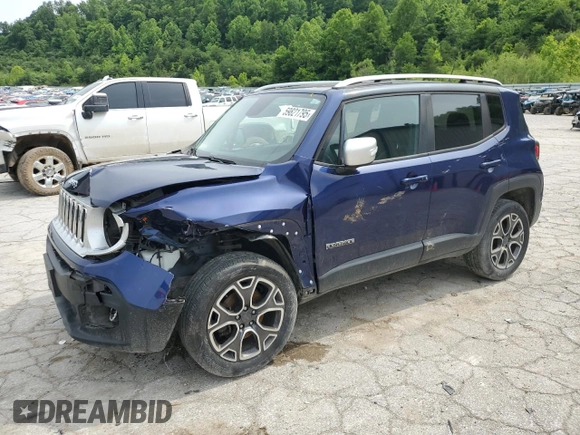 2016 Jeep Renegade Limited with VIN ZACCJBDT6GPD35696, listed as a Copart auction lot 59821795 with 153,831 mi miles and Salvage title. Bid and sale history available at DreamBid. Image 1.
