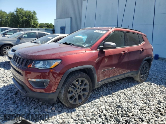 2021 Jeep Compass 80th Anniversary with VIN 3C4NJCEB6MT532733, listed as a Copart auction lot 53128285 with 45,624 mi miles and Salvage Title. Bid and sale history available at carsss.com. Image 1.