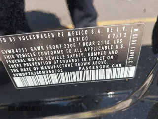 2013 Volkswagen Jetta SE with VIN 3VWDP7AJ8DM350702, listed as a IAAI auction lot 42652788 with 106,655 mi miles and . Bid and sale history available at DreamBid. Image 9.