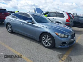 2014 Infiniti Q50 with VIN JN1BV7AP4EM685699, listed as a IAAI auction lot 41765788 with 117,127 mi miles. Bid and sale history available at carsss.com. Image 1.