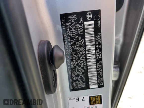 2017 Toyota Prius Plus z VIN JTDKARFP5H3003260, wystawiony jako Copart lot #56844965 z przebiegiem Nie podano mil oraz Szkoda całkowita • Salvage title. Historia ofert i sprzedaży dostępna na DreamBid. Obrazek 12.