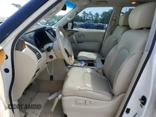 2012 Infiniti QX56 7-passenger with VIN JN8AZ2NF3C9518742, listed as a Copart auction lot 56838314 with 102,622 mi miles and Salvage Title. Bid and sale history available at carsss.com. Image 7.