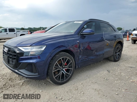 2020 Audi Q8 Premium Plus with VIN WA1EVAF11LD025333, listed as a Copart auction lot 65664624 with 58,913 mi miles and Salvage Title. Bid and sale history available at carsss.com. Image 1.
