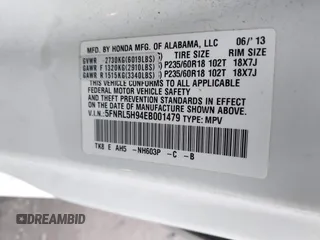 2014 Honda Odyssey Touring with VIN 5FNRL5H94EB001479, listed as a IAAI auction lot 41123678 with 147,269 mi miles and . Bid and sale history available at carsss.com. Image 9.