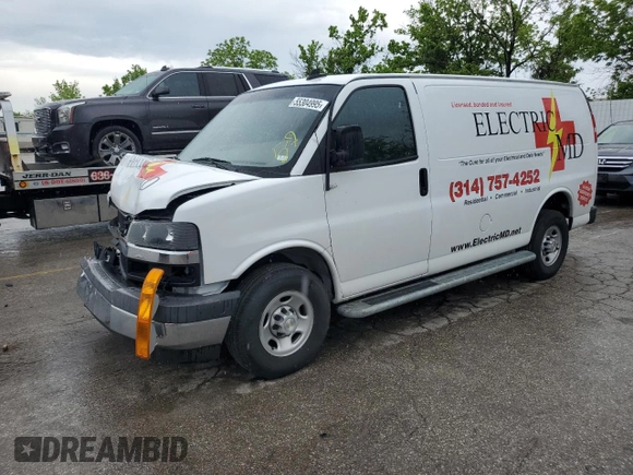 2022 Chevrolet Express Cargo with VIN 1GCWGAFP1N1177920, listed as a Copart auction lot 55304995 with 42,656 mi miles and Salvage title. Bid and sale history available at DreamBid. Image 1.