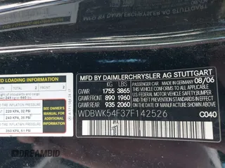 2007 Mercedes-Benz SLK 280 with VIN WDBWK54F37F142526, listed as a IAAI auction lot 42043242 with 128,143 mi miles and . Bid and sale history available at DreamBid. Image 9.
