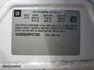 2015 Buick LaCrosse Premium I with VIN 1G4GD5G38FF217555, listed as a Copart auction lot 49269655 with 99,427 mi miles and Salvage Title. Bid and sale history available at carsss.com. Image 13.