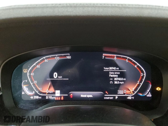 2020 BMW 5 Series 530i with VIN WBAJR3C09LCD99985, listed as a Copart auction lot 47174615 with 20,742 mi miles and Salvage Title. Bid and sale history available at DreamBid. Image 9.