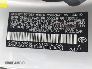 2010 Toyota Corolla with VIN JTDBU4EE3A9107517, listed as a IAAI auction lot 42581586 with 194,310 mi miles and . Bid and sale history available at DreamBid. Image 9.