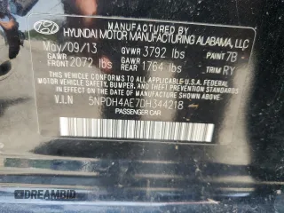 2013 Hyundai Elantra Limited z VIN 5NPDH4AE7DH344218, wystawiony jako Copart lot #57230455 z przebiegiem 208 034 mil mil oraz Szkoda całkowita • Salvage title. Historia ofert i sprzedaży dostępna na DreamBid. Obrazek 12.