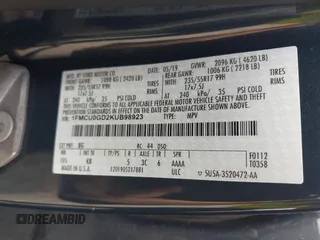 2019 Ford Escape SE z VIN 1FMCU0GD2KUB98923, wystawiony jako IAAI lot #42245972 z przebiegiem 91 193 mil mil oraz . Historia ofert i sprzedaży dostępna na DreamBid. Obrazek 9.