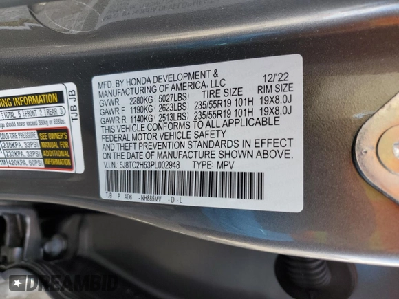 2023 Acura RDX w/Technology Package with VIN 5J8TC2H53PL002948, listed as a Copart auction lot 43728625 with 25,901 mi miles and Salvage Title. Bid and sale history available at carsss.com. Image 12.