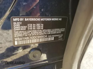 2013 BMW 7 Series 750i with VIN WBAYA8C50DC996634, listed as a Copart auction lot 76252824 with 110,807 mi miles and Salvage Title. Bid and sale history available at DreamBid. Image 12.