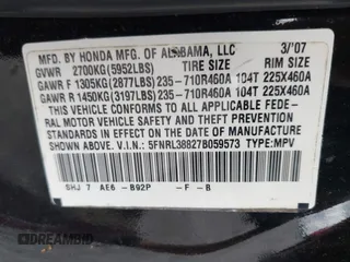 2007 Honda Odyssey Touring z VIN 5FNRL38827B059573, wystawiony jako IAAI lot #42261125 z przebiegiem 214 954 mil mil oraz . Historia ofert i sprzedaży dostępna na DreamBid. Obrazek 9.