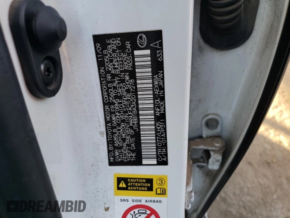 2010 Lexus HS 250h with VIN JTHBB1BA3A2017278, listed as a Copart auction lot 85316434 with 134,207 mi miles and Salvage Title. Bid and sale history available at DreamBid. Image 12.