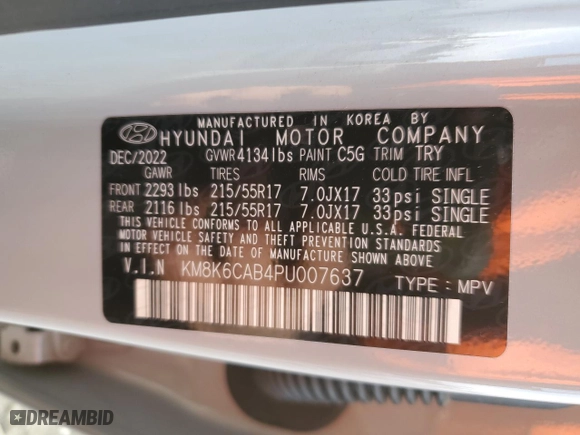 2023 Hyundai Kona SEL with VIN KM8K6CAB4PU007637, listed as a Copart auction lot 84015814 with 16,137 mi miles and Salvage Title. Bid and sale history available at carsss.com. Image 13.