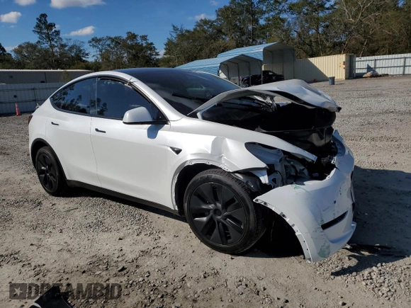 2025 Tesla Model Y Long Range with VIN 7SAYGDED3SA339079, listed as a Copart auction lot 82041424 with 1,793 mi miles and Salvage Title. Bid and sale history available at DreamBid. Image 4.