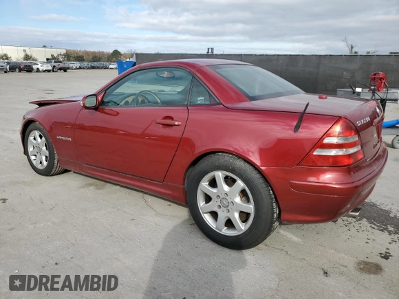 2001 Mercedes-Benz SLK 230 Kompressor with VIN WDBKK49F01F223928, listed as a Copart auction lot 87061404 with 102,270 mi miles and Salvage title. Bid and sale history available at DreamBid. Image 2.