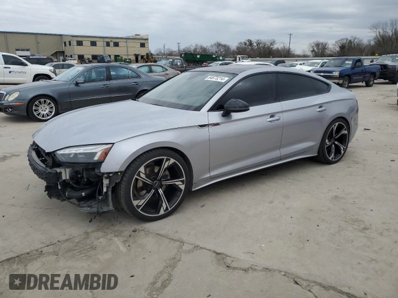 2023 Audi A5 Sportback Premium Plus with VIN WAUCBCF50PA049521, listed as a Copart auction lot 84673214 with 26,493 mi miles and Salvage Title. Bid and sale history available at carsss.com. Image 1.