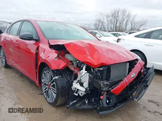 2021 Kia Forte GT with VIN 3KPF44AC1ME308614, listed as a IAAI auction lot 41902859 with 43,971 mi miles. Bid and sale history available at carsss.com. Image 1.