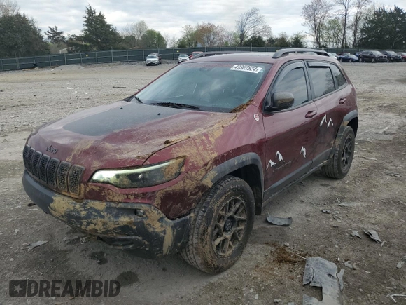 2019 Jeep Cherokee Trailhawk Elite z VIN 1C4PJMBN7KD211588, wystawiony jako Copart lot #49307824 z przebiegiem 54 781 mil mil oraz Szkoda całkowita • Salvage title. Historia ofert i sprzedaży dostępna na DreamBid. Obrazek 1.