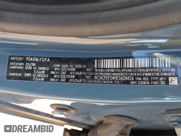 2024 Dodge Hornet R/T Plus with VIN ZACPDFDW1R3A09454, listed as a IAAI auction lot 42102576 with 12,720 mi miles and . Bid and sale history available at DreamBid. Image 9.