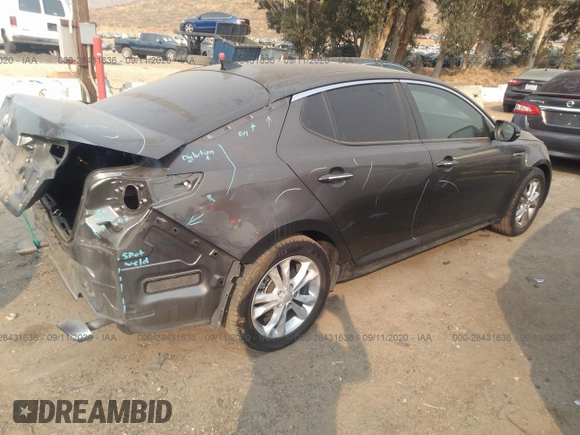 2013 Kia Optima EX with VIN 5XXGN4A76DG217222, listed as a IAAI auction lot 28431636 with 145,232 mi miles and . Bid and sale history available at DreamBid. Image 4.