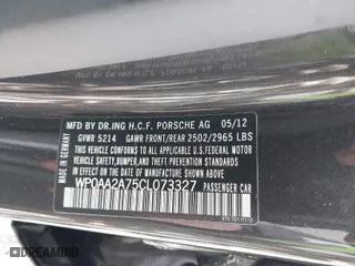 2012 Porsche Panamera with VIN WP0AA2A75CL073327, listed as a IAAI auction lot 41729676 with 83,457 mi miles. Bid and sale history available at carsss.com. Image 9.