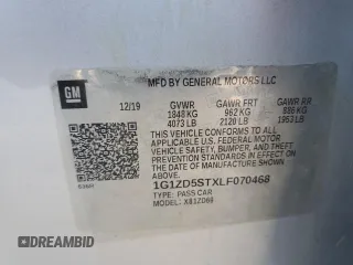 2020 Chevrolet Malibu LT with VIN 1G1ZD5STXLF070468, listed as a Copart auction lot 53546935 with Not Provided miles and Salvage Title. Bid and sale history available at DreamBid. Image 12.