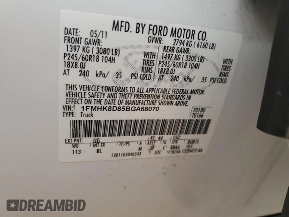 2011 Ford Explorer XLT with VIN 1FMHK8D85BGA68070, listed as a Copart auction lot 49883715 with 141,654 mi miles and Salvage Title. Bid and sale history available at carsss.com. Image 15.