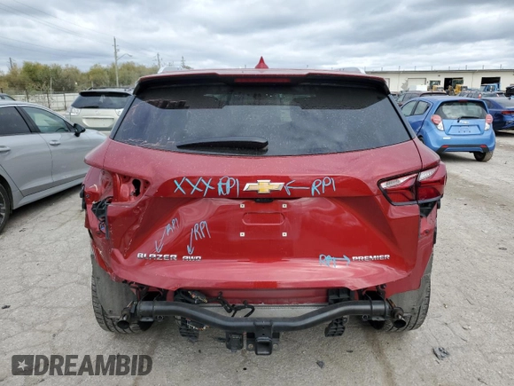 2021 Chevrolet Blazer Premier with VIN 3GNKBLRS0MS541080, listed as a Copart auction lot 75990264 with 33,371 mi miles and Salvage title. Bid and sale history available at DreamBid. Image 6.