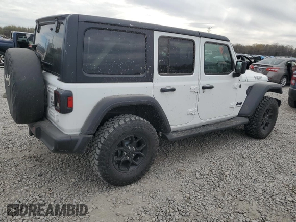 2024 Jeep Wrangler Willys with VIN 1C4PJXDG5RW350147, listed as a Copart auction lot 50164515 with 2,394 mi miles and Salvage title. Bid and sale history available at DreamBid. Image 3.