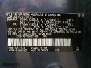 2014 Toyota RAV4 LE with VIN 2T3BFREV7EW203969, listed as a Copart auction lot 50878165 with 0 mi miles and Salvage Title. Bid and sale history available at carsss.com. Image 15.