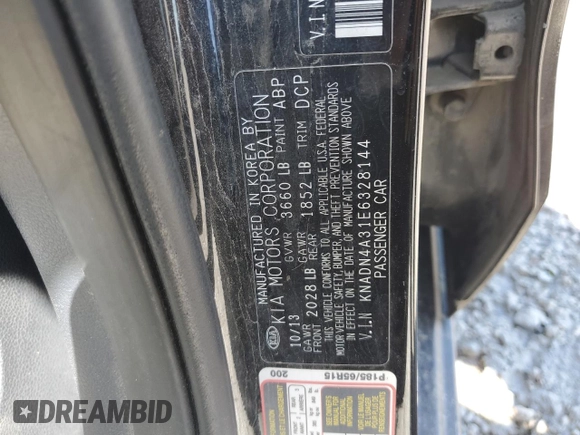 2014 Kia Rio EX z VIN KNADN4A31E6328144, wystawiony jako Copart lot #52235825 z przebiegiem 100 145 mil mil oraz Szkody całkowita. Historia ofert i sprzedaży dostępna na DreamBid. Obrazek 14.