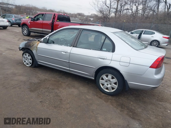 2001 Honda Civic EX with VIN 2HGES26781H563697, listed as a IAAI auction lot 41716852 with Not Provided miles. Bid and sale history available at carsss.com. Image 3.