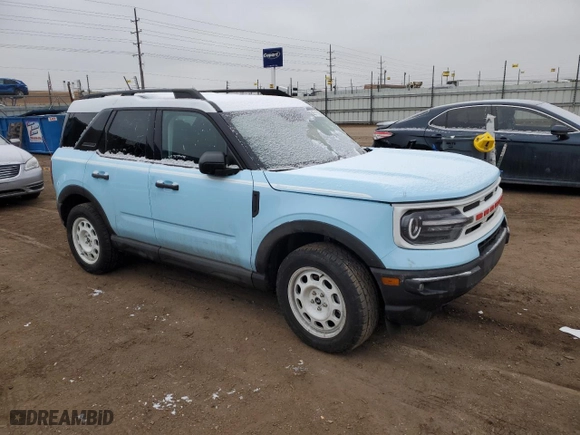 2023 Ford Bronco Sport Heritage with VIN 3FMCR9G6XPRE10568, listed as a Copart auction lot 45711105 with NaN miles and Non Repairable. Bid and sale history available at carsss.com. Image 4.