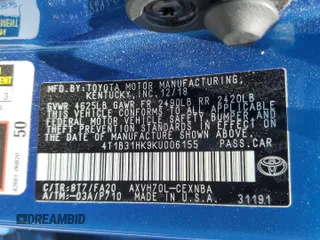 2019 Toyota Camry Hybrid LE z VIN 4T1B31HK9KU006155, wystawiony jako Copart lot #58420135 z przebiegiem 72 666 mil mil oraz Szkoda całkowita • Salvage title. Historia ofert i sprzedaży dostępna na DreamBid. Obrazek 13.
