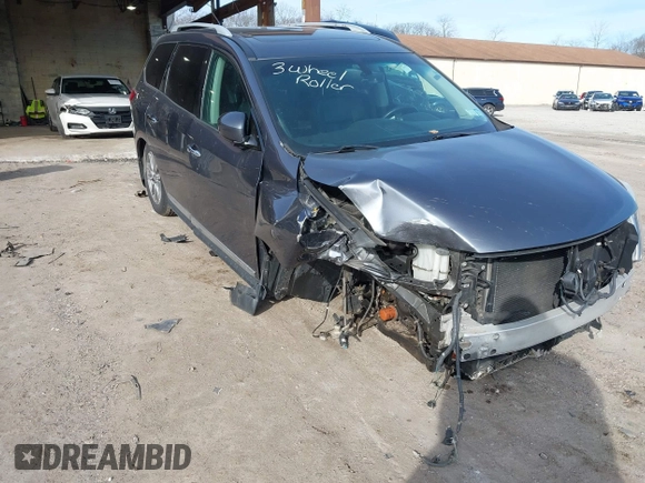 2014 Nissan Pathfinder Platinum with VIN 5N1AR2MM6EC604107, listed as a IAAI auction lot 41596835 with 110,125 mi miles and . Bid and sale history available at DreamBid. Image 1.