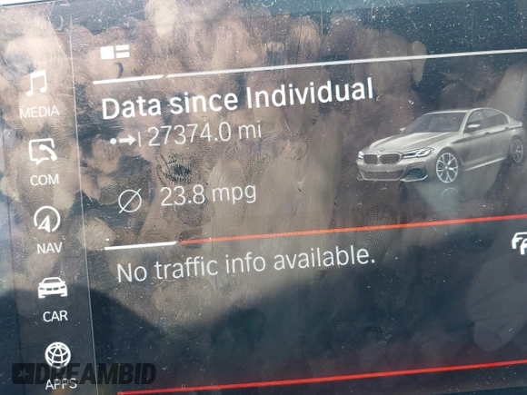 2021 BMW 5 Series 540i xDrive with VIN WBA73BJ03MWX30307, listed as a IAAI auction lot 41891615 with 27,374 mi miles and . Bid and sale history available at DreamBid. Image 15.